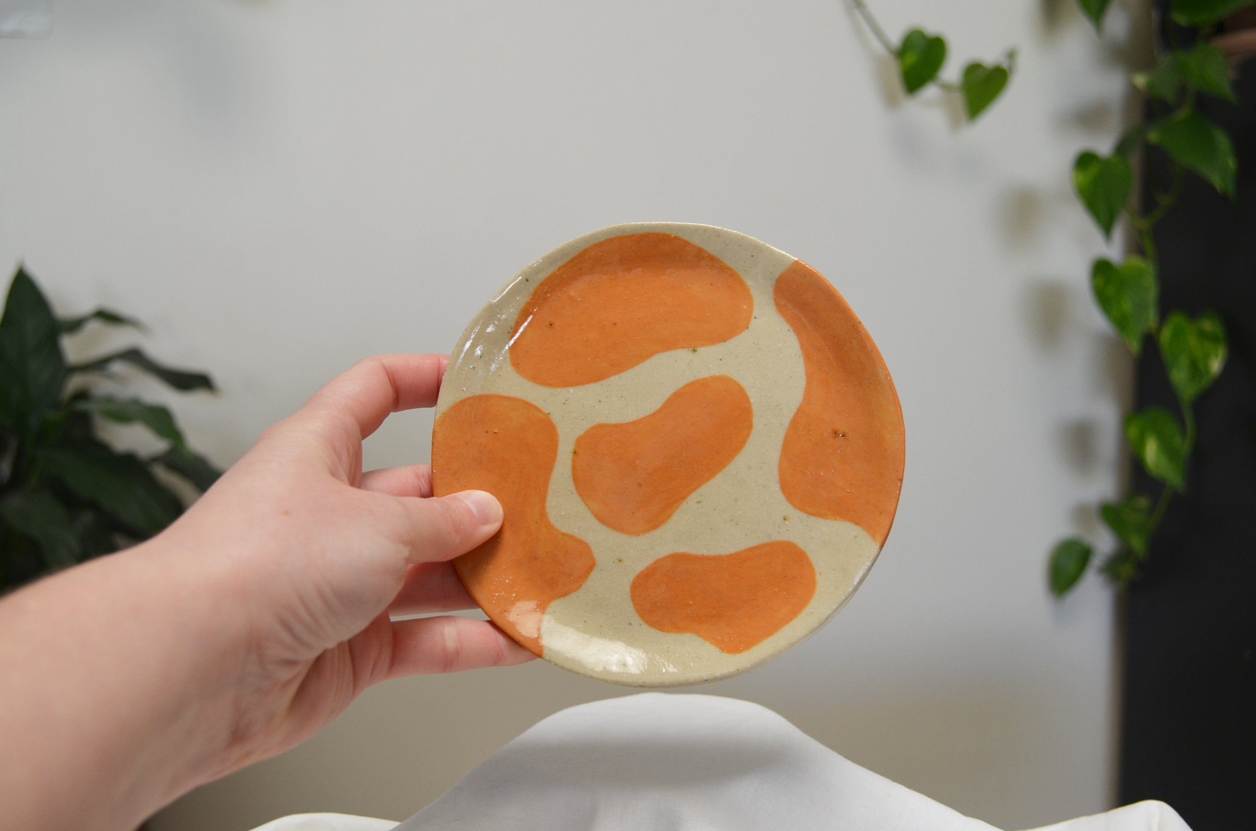 Cow Spot Dessert Plates x3
