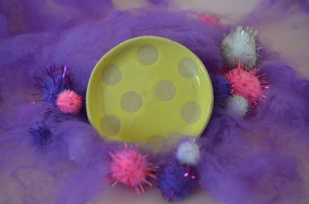 Yellow Polka Dot Ghostie with Incense Dish 2