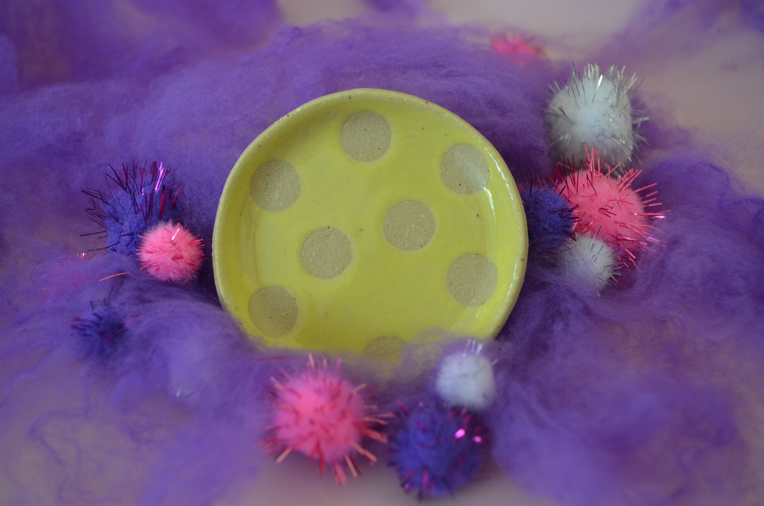 Yellow Polka Dot Ghostie with Incense Dish 2