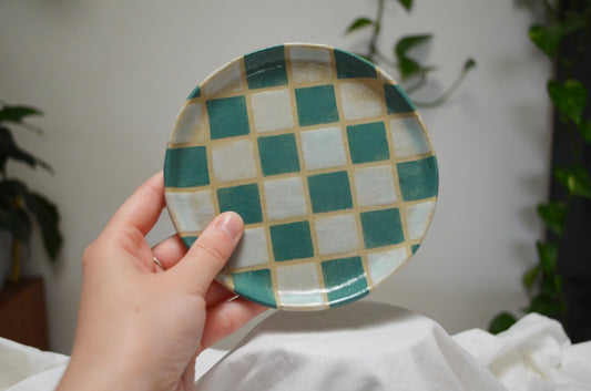 Minty Grid Dessert Plate