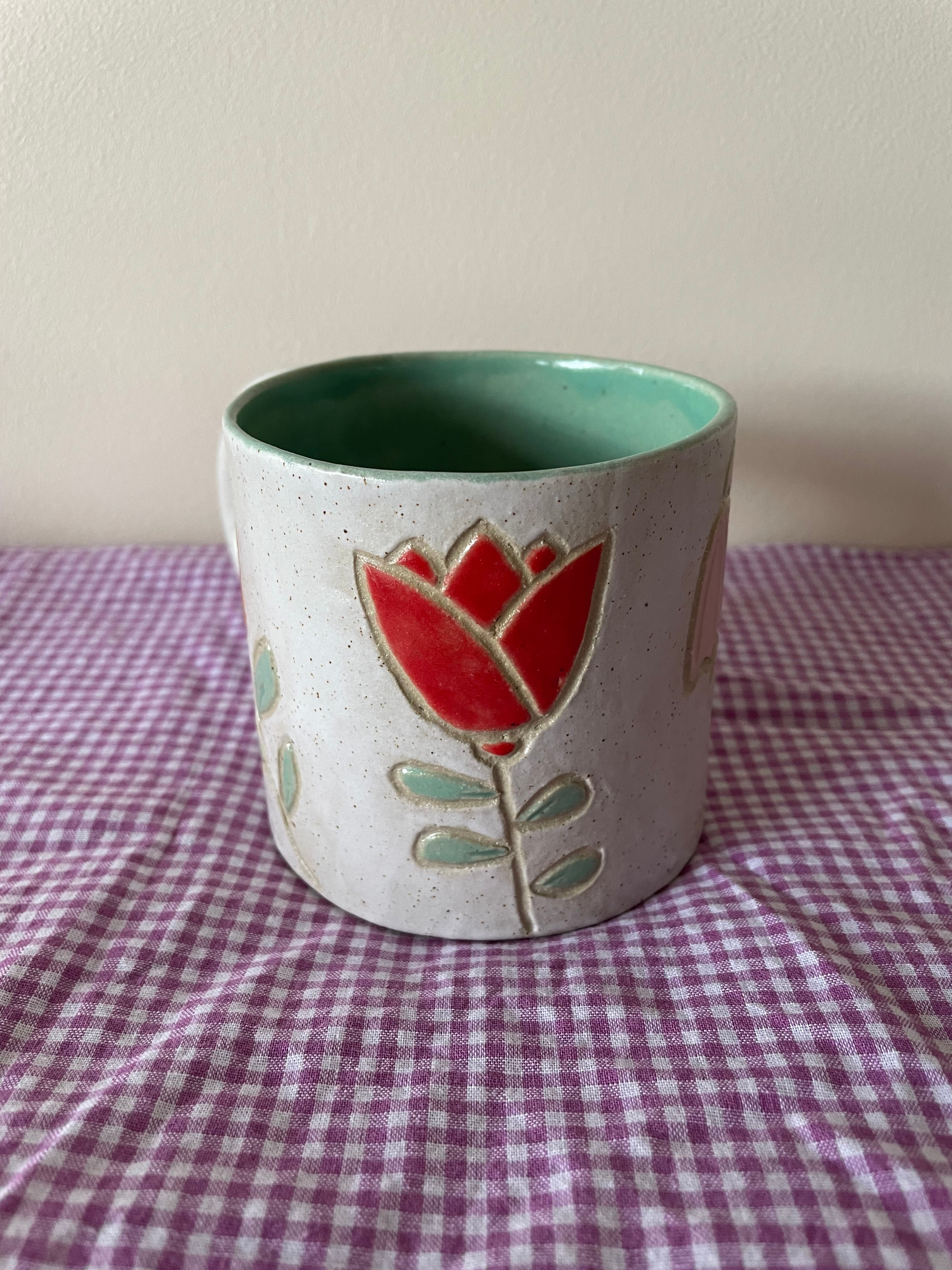 Carved Flower Mug
