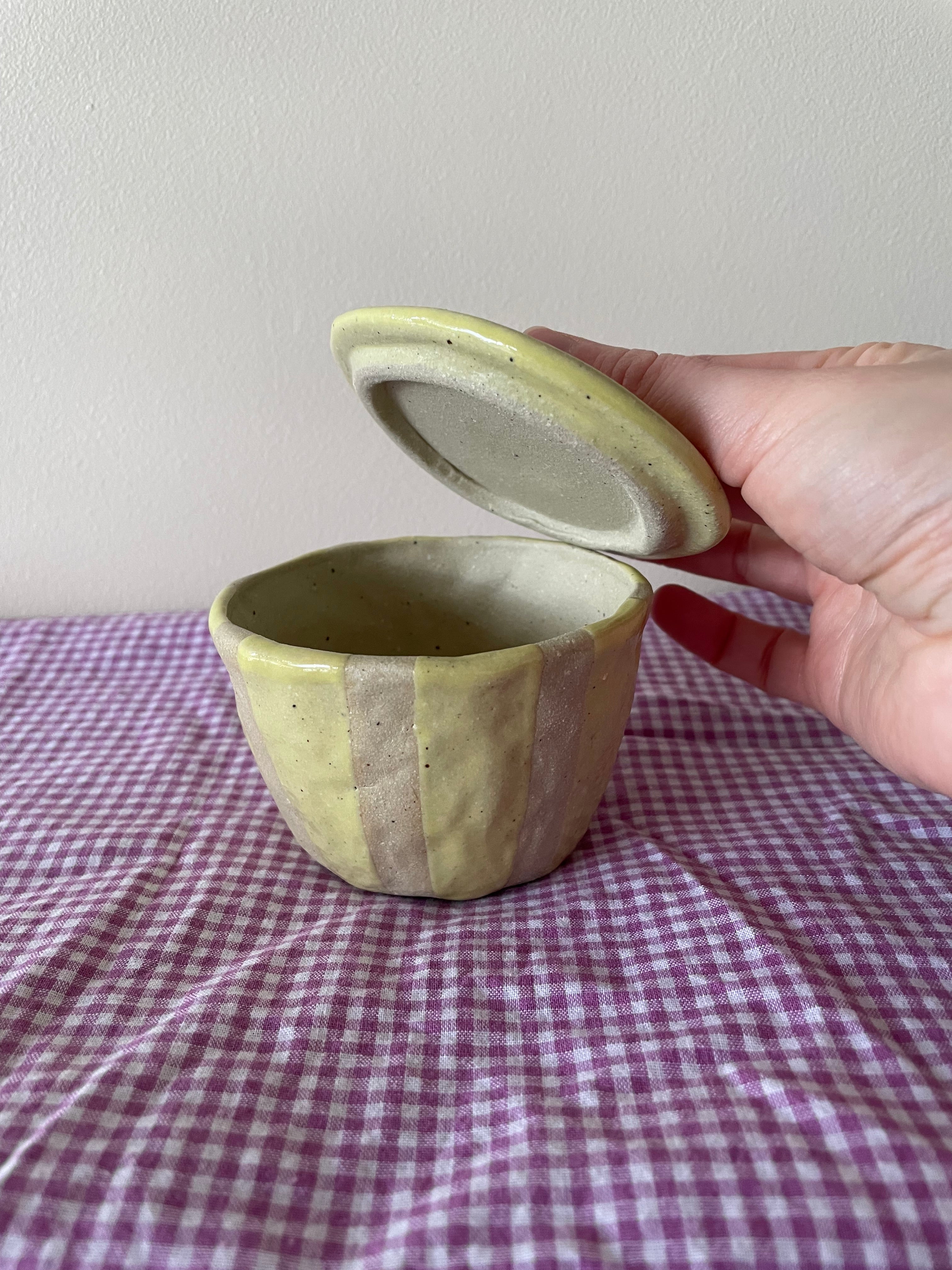 Lemon Stripe Trinket Jar (Discounted)